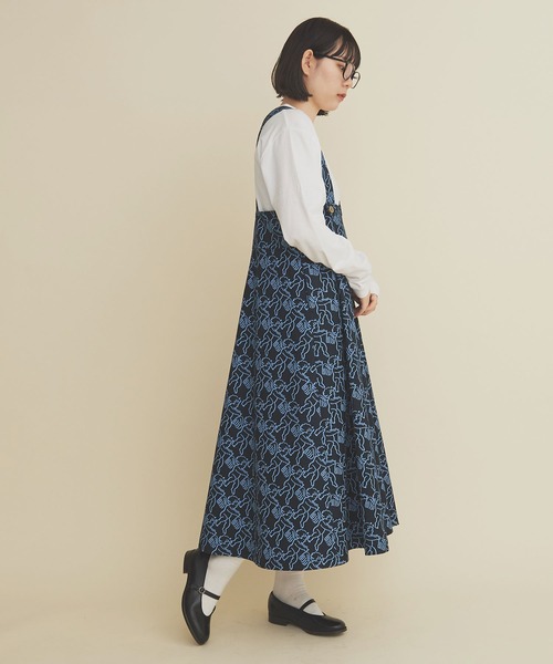 I am I in fact...（アイアムアイインファクト）の「ANGEL CHARM jumper skirt（スカート・レディース・ネイビー/ベージュ・FREE）」の6枚目の写真