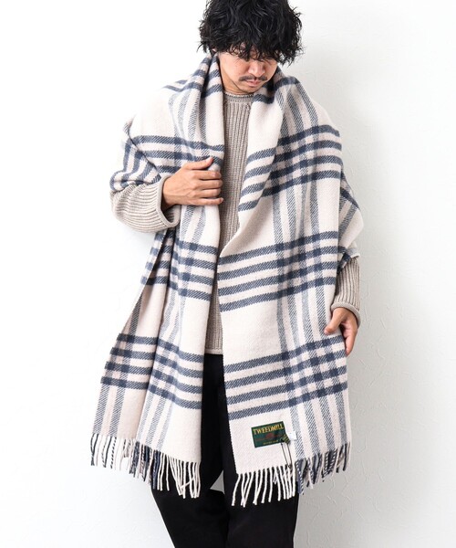 TWEED MILL（ツイードミル）の「【TWEEDMILL/ツイードミル】Pure New Wool Muffler Hex check 70（マフラー・メンズ・ブルー系その他/ブラック系その他/グリーン系その他・FREE）」の8枚目の写真