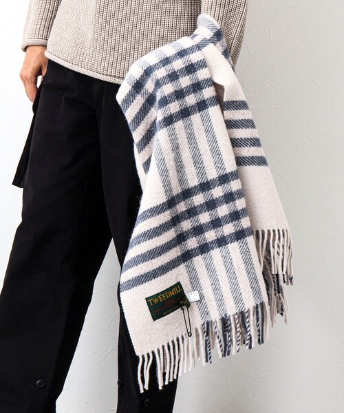TWEED MILL（ツイードミル）の「【TWEEDMILL/ツイードミル】Pure New Wool Muffler Hex check 70（マフラー・メンズ・ブルー系その他/ブラック系その他/グリーン系その他・FREE）」の10枚目の写真