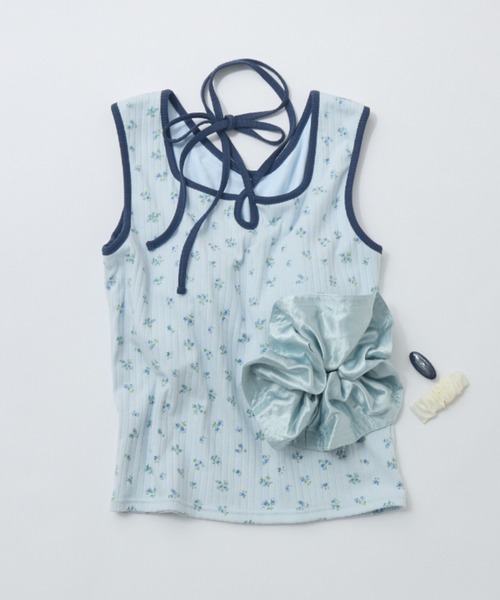 cup in bi color camisole/配色タンクトップ【カップ付き