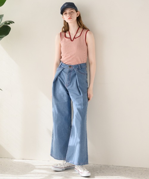 idem（イデム）の「cup in bi color camisole/配色タンクトップ【カップ付き】（タンクトップ・レディース・ピンク/アイボリー/ナチュラル/ネイビー/ブルー/ブラック/ブラウン・FREE）」の19枚目の写真