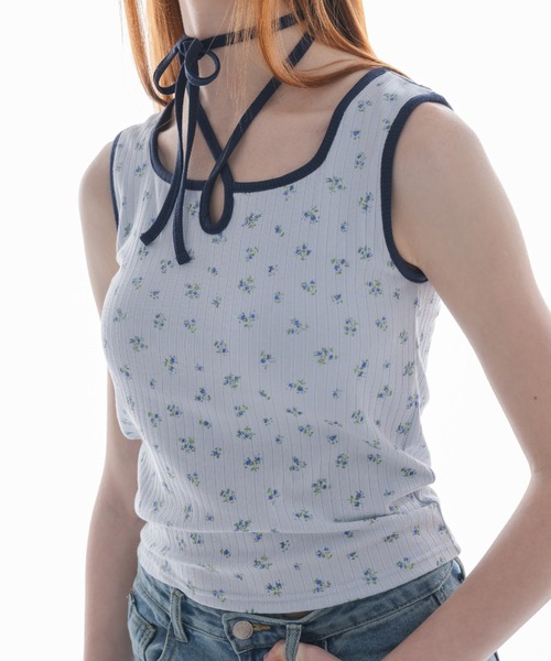 cup in bi color camisole/配色タンクトップ【カップ付き