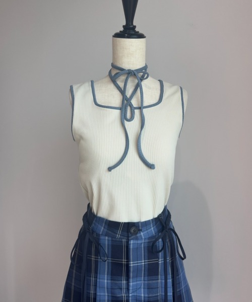 cup in bi color camisole/配色タンクトップ【カップ付き