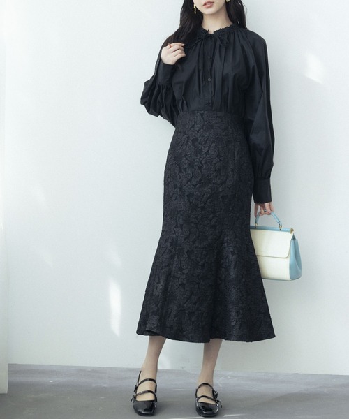 SAISON DE PAPILLON(セゾンドパピヨン)の「【大人気】フクレジャガードマーメイドミモレ丈スカート 綺麗 スタイルアップ(スカート・レディース・ブラック/グレー/ブルーグレー/ピンクベージュ・S/M/L/XL)」の10枚目の写真