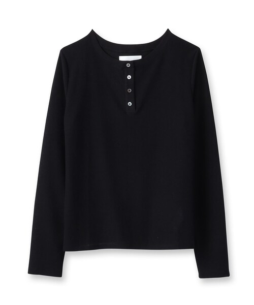 upperhights（アッパーハイツ）の「◆upper hights（アッパーハイツ）シアーヘンリーネックロンT（Tシャツ/カットソー・レディース・ホワイト/ブラック・00）」の2枚目の写真