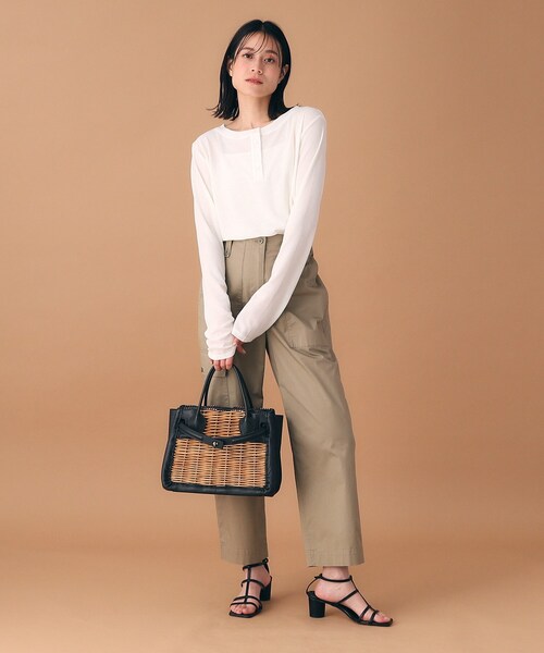 upperhights（アッパーハイツ）の「◆upper hights（アッパーハイツ）シアーヘンリーネックロンT（Tシャツ/カットソー・レディース・ホワイト/ブラック・00）」の7枚目の写真