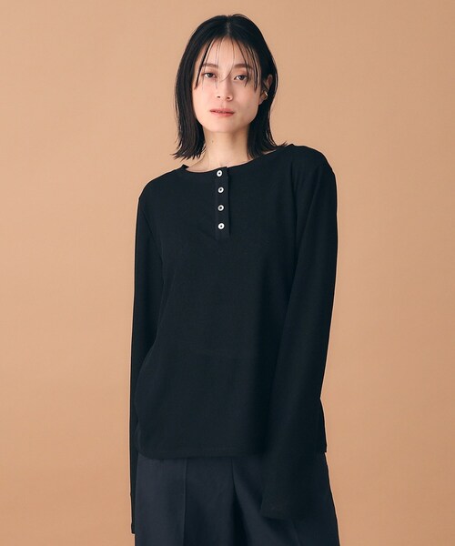 upperhights（アッパーハイツ）の「◆upper hights（アッパーハイツ）シアーヘンリーネックロンT（Tシャツ/カットソー・レディース・ホワイト/ブラック・00）」の15枚目の写真