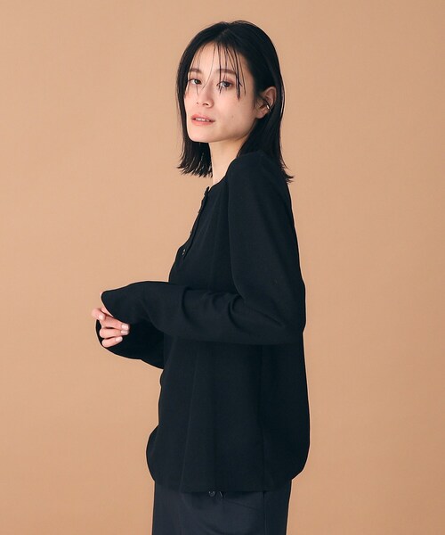 upperhights（アッパーハイツ）の「◆upper hights（アッパーハイツ）シアーヘンリーネックロンT（Tシャツ/カットソー・レディース・ホワイト/ブラック・00）」の10枚目の写真