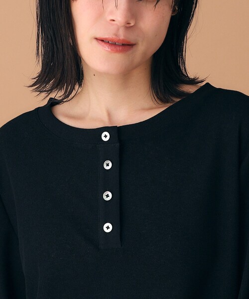 upperhights（アッパーハイツ）の「◆upper hights（アッパーハイツ）シアーヘンリーネックロンT（Tシャツ/カットソー・レディース・ホワイト/ブラック・00）」の12枚目の写真