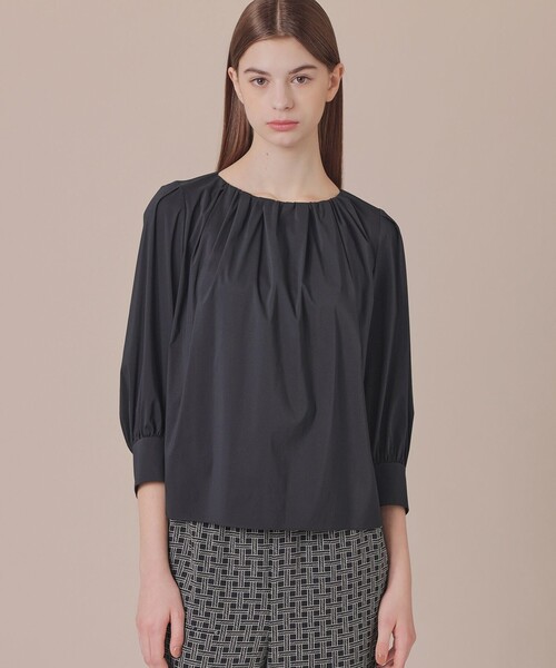 MACKINTOSH LONDON（マッキントッシュ ロンドン）の「コットンナイロンストレッチノーカラーブラウス（シャツ/ブラウス・レディース・ブルー/オフホワイト/ネイビー・40/38）」の3枚目の写真