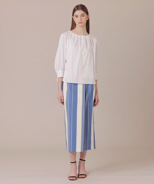 MACKINTOSH LONDON（マッキントッシュ ロンドン）の「コットンナイロンストレッチノーカラーブラウス（シャツ/ブラウス・レディース・ブルー/オフホワイト/ネイビー・40/38）」の14枚目の写真
