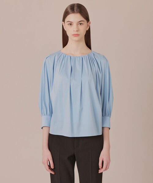 MACKINTOSH LONDON（マッキントッシュ ロンドン）の「コットンナイロンストレッチノーカラーブラウス（シャツ/ブラウス・レディース・ブルー/オフホワイト/ネイビー・40/38）」の11枚目の写真