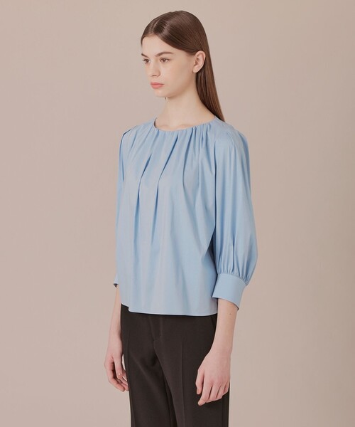 MACKINTOSH LONDON（マッキントッシュ ロンドン）の「コットンナイロンストレッチノーカラーブラウス（シャツ/ブラウス・レディース・ブルー/オフホワイト/ネイビー・40/38）」の10枚目の写真