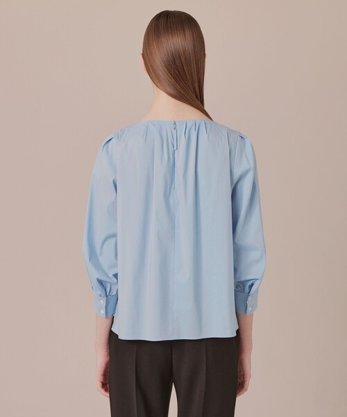 MACKINTOSH LONDON（マッキントッシュ ロンドン）の「コットンナイロンストレッチノーカラーブラウス（シャツ/ブラウス・レディース・ブルー/オフホワイト/ネイビー・40/38）」の9枚目の写真