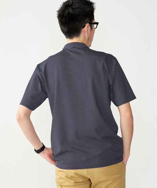 SHIPS(シップス)の「【WEB限定】SHIPS:〈接触冷感〉アイスタッチ ボーダー スムース バンドカラー ポロシャツ(ポロシャツ・メンズ・オフホワイト/ブラック/ネイビー・SMALL/MEDIUM/LARGE/X-LARGE)」の12枚目の写真