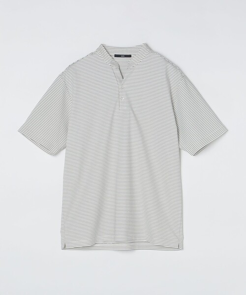 SHIPS(シップス)の「【WEB限定】SHIPS:〈接触冷感〉アイスタッチ ボーダー スムース バンドカラー ポロシャツ(ポロシャツ・メンズ・オフホワイト/ブラック/ネイビー・SMALL/MEDIUM/LARGE/X-LARGE)」の17枚目の写真