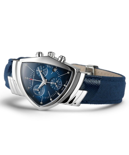 HAMILTON ベンチュラChrono Quartz シルバー×ブルー HAMILTON [ハミルトン] 腕時計 Ventura （ベンチュラ） クロノ