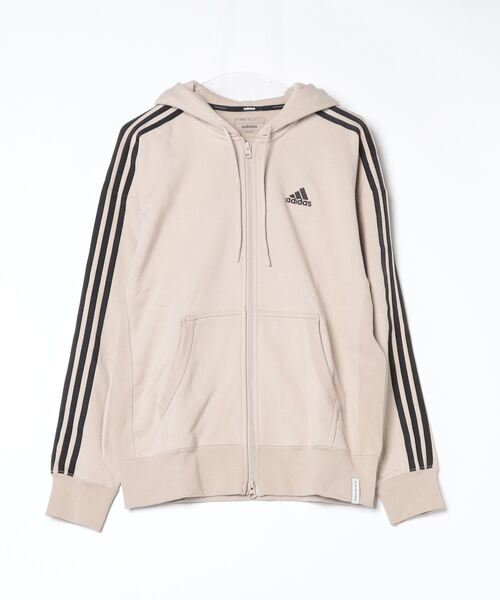 adidas(アディダス)の「アディダス adidas エッセンシャルズ プラス ルーズフィット スリーストライプス フレンチテリー フルジップパーカー(スウェット・メンズ・ブルー/ベージュ・LL/3L/M/L/S)」の2枚目の写真