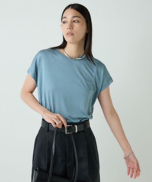 Chaos（カオス）の「Chaos(カオス)/シルクフレーズＴシャツ（Tシャツ/カットソー・レディース・ブラック/ピンク系その他/ブルー系その他/ネイビー/クリーム/ブルー/ライトブルー/ベージュ系/オフホワイト/ブラック系その他・FREE）」の18枚目の写真