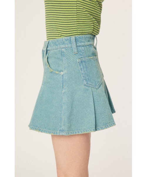 RODEO CROWNS WIDE BOWL（ロデオクラウンズワイドボウル）の「デニムプリーツミニスカート（デニムスカート・レディース・ライトブルー/ブラック・SMALL/MEDIUM）」の7枚目の写真