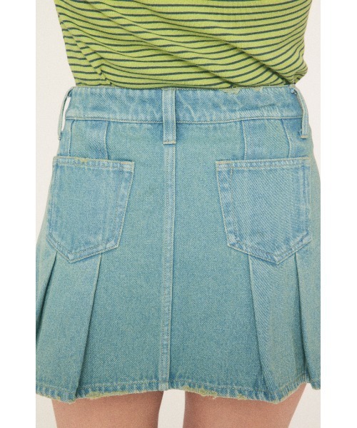 RODEO CROWNS WIDE BOWL（ロデオクラウンズワイドボウル）の「デニムプリーツミニスカート（デニムスカート・レディース・ライトブルー/ブラック・SMALL/MEDIUM）」の10枚目の写真