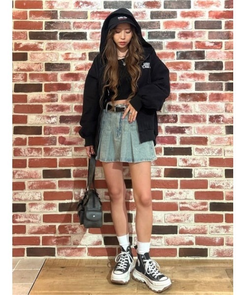 RODEO CROWNS WIDE BOWL（ロデオクラウンズワイドボウル）の「デニムプリーツミニスカート（デニムスカート・レディース・ライトブルー/ブラック・SMALL/MEDIUM）」の20枚目の写真