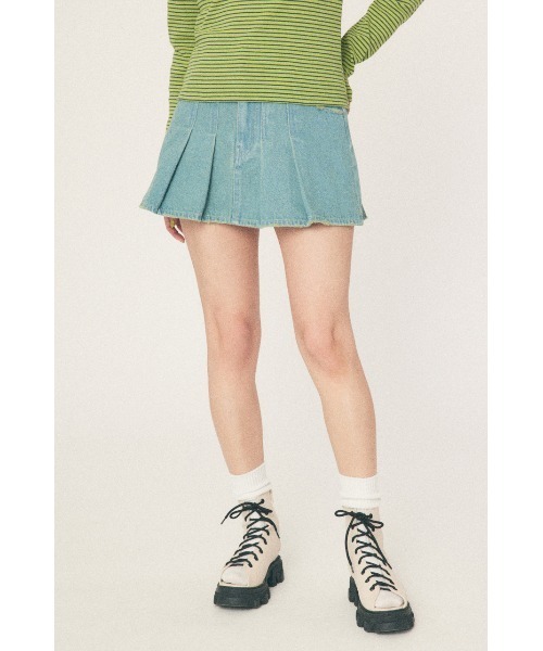 RODEO CROWNS WIDE BOWL（ロデオクラウンズワイドボウル）の「デニムプリーツミニスカート（デニムスカート・レディース・ライトブルー/ブラック・SMALL/MEDIUM）」の21枚目の写真