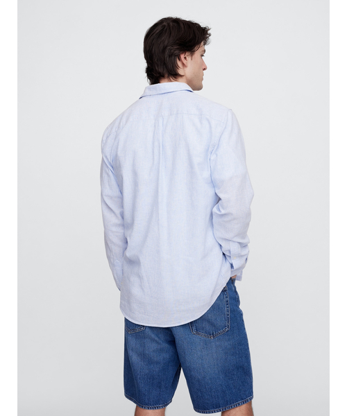GAP（ギャップ）の「スタンダードフィット リネン混シャツ（シャツ/ブラウス・メンズ・ブルー系その他/ブルー/ネイビー/ブラック/ホワイト/ベージュ/カーキ/ライトベージュ/ブルー系その他2/ブラック系その他・XL/L/M/S/XS）」の14枚目の写真