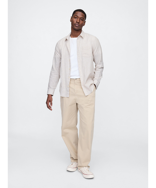 ギャップ　GAP リネン　シャツ　2枚セット　ホワイト　ベージュ　美品　麻　長袖 ギャップ GAP リネン シャツ 2枚セット ホワイト ベージュ 美品