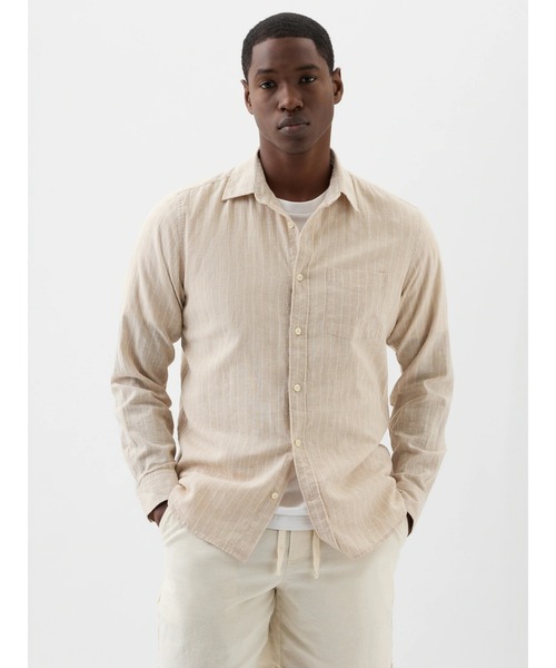 GAP（ギャップ）の「スタンダードフィット リネン混シャツ（シャツ/ブラウス・メンズ・ブルー系その他/ブルー/ネイビー/ブラック/ホワイト/ベージュ/カーキ/ライトベージュ/ブルー系その他2/ブラック系その他・XL/L/M/S/XS）」の5枚目の写真