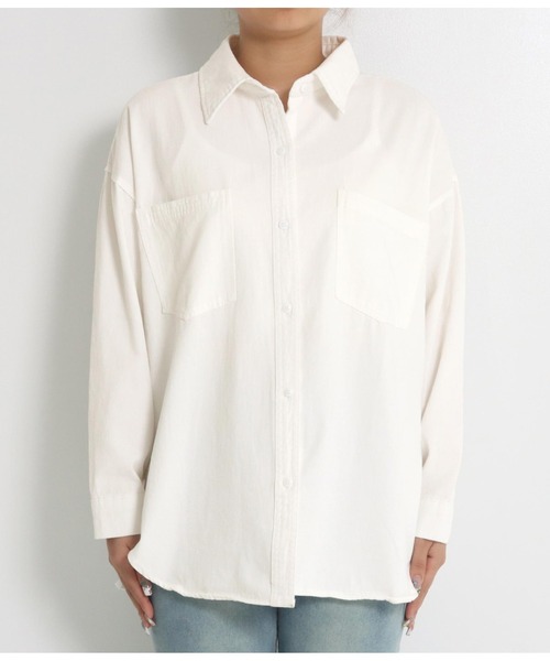 anap mimpi（アナップミンピ）の「オーバーサイズ ラウンドヘム シンプル 長袖 シャツ（シャツ/ブラウス・レディース・ベージュ/ホワイト・FREE）」の15枚目の写真