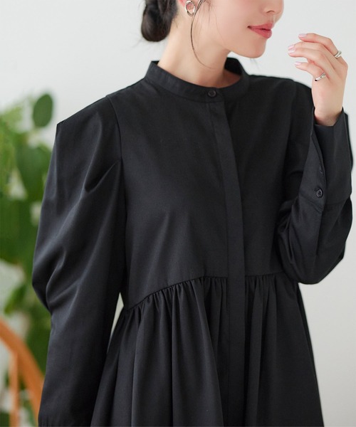 KOBE LETTUCE(コウベレタス)の「パワショルモックネックペプラムミニワンピース(ワンピース・レディース・ブラック/オフホワイト・M)」の9枚目の写真