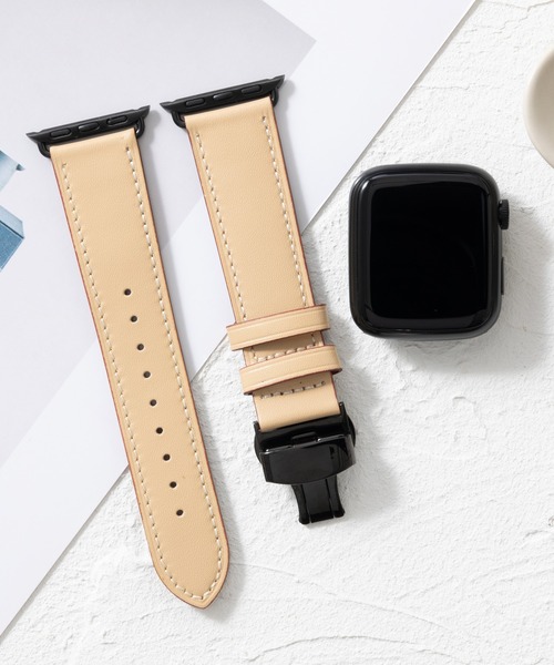 emonique(エモニーク)の「本革イタリアレザー Apple Watch バンド スマートウォッチバンド【38/40/41/42/44/45/49mm対応】(デジタル腕時計・メンズ・ベージュ/ホワイト/ピンク/ライトブラウン/ブラック・42/38)」の4枚目の写真