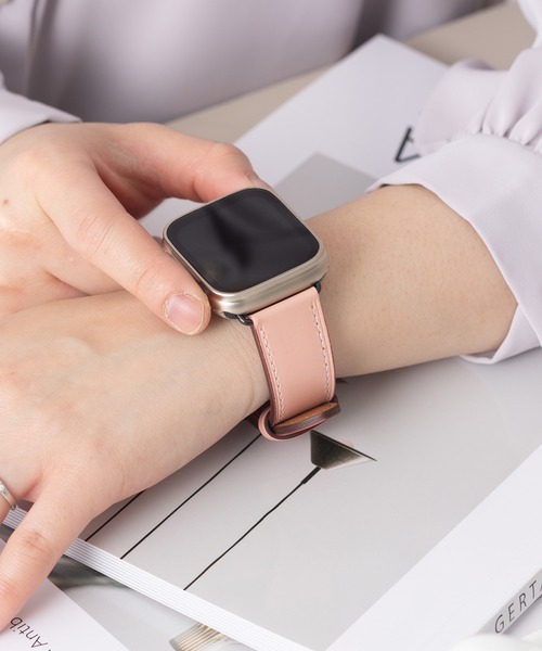 emonique(エモニーク)の「本革イタリアレザー Apple Watch バンド スマートウォッチバンド【38/40/41/42/44/45/49mm対応】(デジタル腕時計・メンズ・ベージュ/ホワイト/ピンク/ライトブラウン/ブラック・42/38)」の5枚目の写真