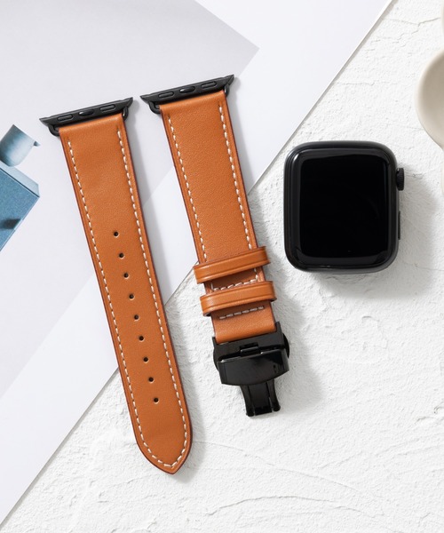 emonique(エモニーク)の「本革イタリアレザー Apple Watch バンド スマートウォッチバンド【38/40/41/42/44/45/49mm対応】(デジタル腕時計・メンズ・ベージュ/ホワイト/ピンク/ライトブラウン/ブラック・42/38)」の1枚目の写真