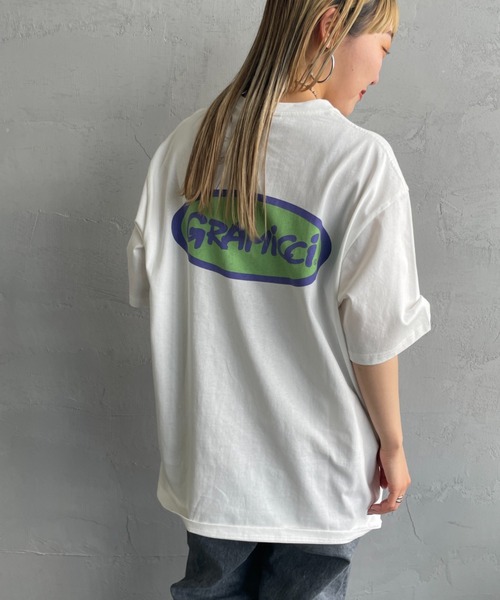 Gramicci（グラミチ）の「[GRAMICCI/グラミチ] オーバルブランドロゴ バックプリントTシャツ（Tシャツ/カットソー・レディース・ブラック/パープル/ホワイト・M/L/XL）」の21枚目の写真