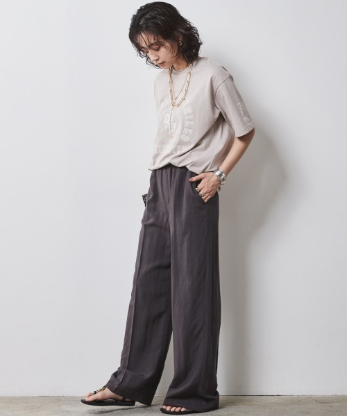 CHIC STYLE（シックスタイル）の「レーヨン麻リラックスワイドパンツ ＜大きいサイズ有＞シックスタイル　（その他パンツ・レディース・チャコール/レッド/グリーン/オフホワイト/ブルー・M/L/LL/3L/4L/5L）」の6枚目の写真