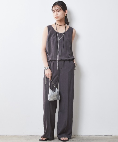 CHIC STYLE（シックスタイル）の「レーヨン麻リラックスワイドパンツ ＜大きいサイズ有＞シックスタイル　（その他パンツ・レディース・チャコール/レッド/グリーン/オフホワイト/ブルー・M/L/LL/3L/4L/5L）」の22枚目の写真