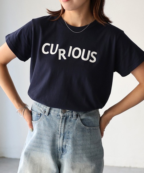 Riberry(リベリー)の「CURIOUSフロッキーTシャツ(Tシャツ/カットソー・レディース・オフホワイト/ブラック/ベージュ/ネイビー・FREE)」の4枚目の写真