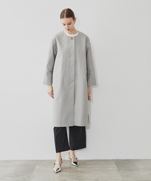 cloenc（クロエンス）の「◆【通勤】ノーカラートレンチコート（ノーカラーコート・レディース・ライトブルー/ベージュ・03/01/02）」の13枚目の写真