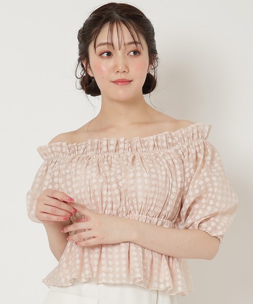 REDYAZEL(レディアゼル)の「シアーギャザートップス(シャツ/ブラウス・レディース・ブラック/ピンク/オフホワイト・FREE)」の3枚目の写真