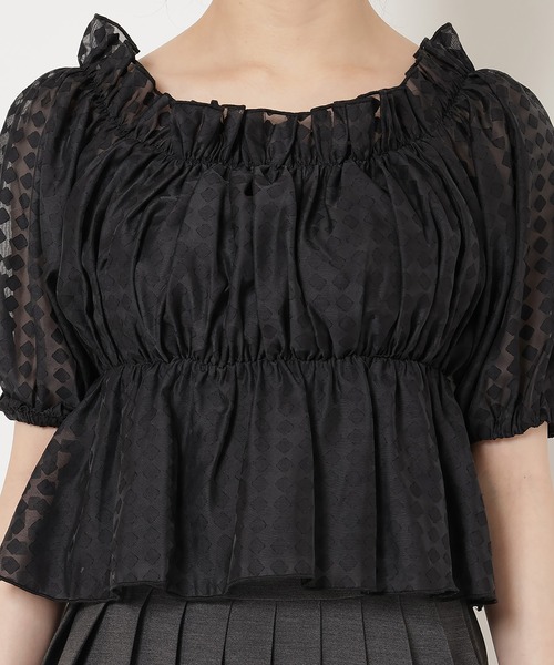 REDYAZEL(レディアゼル)の「シアーギャザートップス(シャツ/ブラウス・レディース・ブラック/ピンク/オフホワイト・FREE)」の15枚目の写真