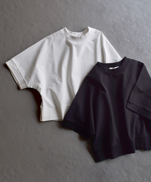 apartment department（アパートメントデパートメント）の「ストレッチカルゼ 半袖リブ プルオーバー（Tシャツ/カットソー・レディース・ブラック/オフホワイト/チャコールグレー/ベージュ・M）」の5枚目の写真