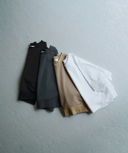 apartment department（アパートメントデパートメント）の「ストレッチカルゼ 半袖リブ プルオーバー（Tシャツ/カットソー・レディース・ブラック/オフホワイト/チャコールグレー/ベージュ・M）」の6枚目の写真