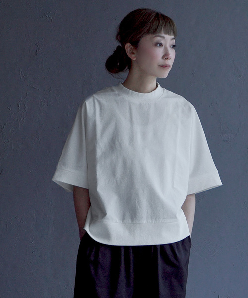 apartment department（アパートメントデパートメント）の「ストレッチカルゼ 半袖リブ プルオーバー（Tシャツ/カットソー・レディース・ブラック/オフホワイト/チャコールグレー/ベージュ・M）」の10枚目の写真