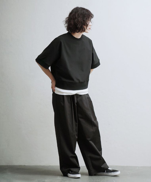 apartment department（アパートメントデパートメント）の「ストレッチカルゼ 半袖リブ プルオーバー（Tシャツ/カットソー・レディース・ブラック/オフホワイト/チャコールグレー/ベージュ・M）」の14枚目の写真