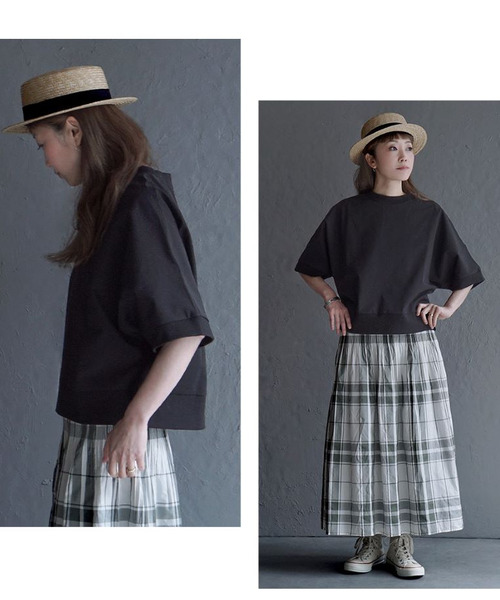 apartment department（アパートメントデパートメント）の「ストレッチカルゼ 半袖リブ プルオーバー（Tシャツ/カットソー・レディース・ブラック/オフホワイト/チャコールグレー/ベージュ・M）」の15枚目の写真