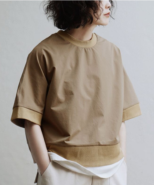 apartment department（アパートメントデパートメント）の「ストレッチカルゼ 半袖リブ プルオーバー（Tシャツ/カットソー・レディース・ブラック/オフホワイト/チャコールグレー/ベージュ・M）」の18枚目の写真