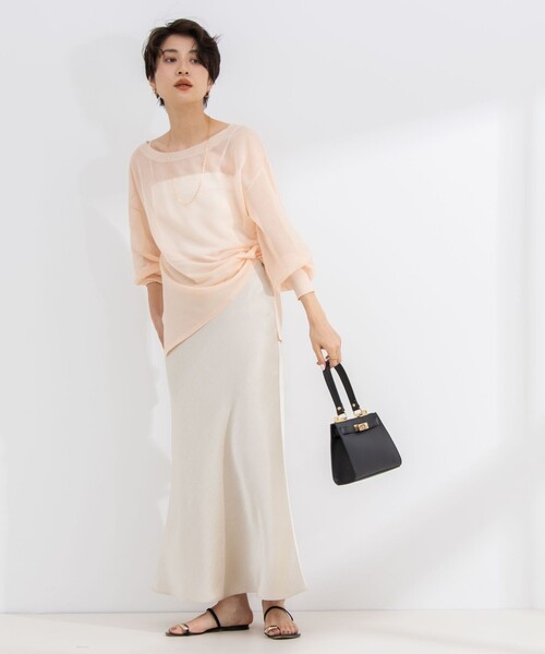 NOLLEY’S Sophi(ノーリーズソフィ)の「ウォッシャブルヴィンテージダブルサテンナロースカート(スカート・レディース・カーキ/ベージュ・36/38/40)」の12枚目の写真