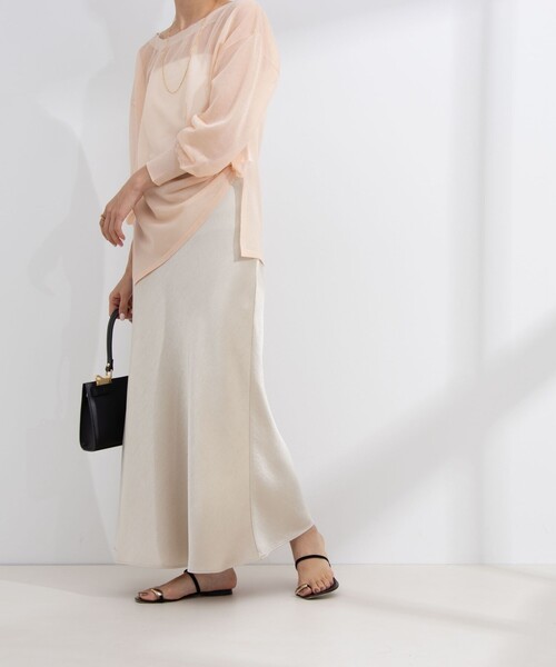 NOLLEY’S Sophi(ノーリーズソフィ)の「ウォッシャブルヴィンテージダブルサテンナロースカート(スカート・レディース・カーキ/ベージュ・36/38/40)」の9枚目の写真